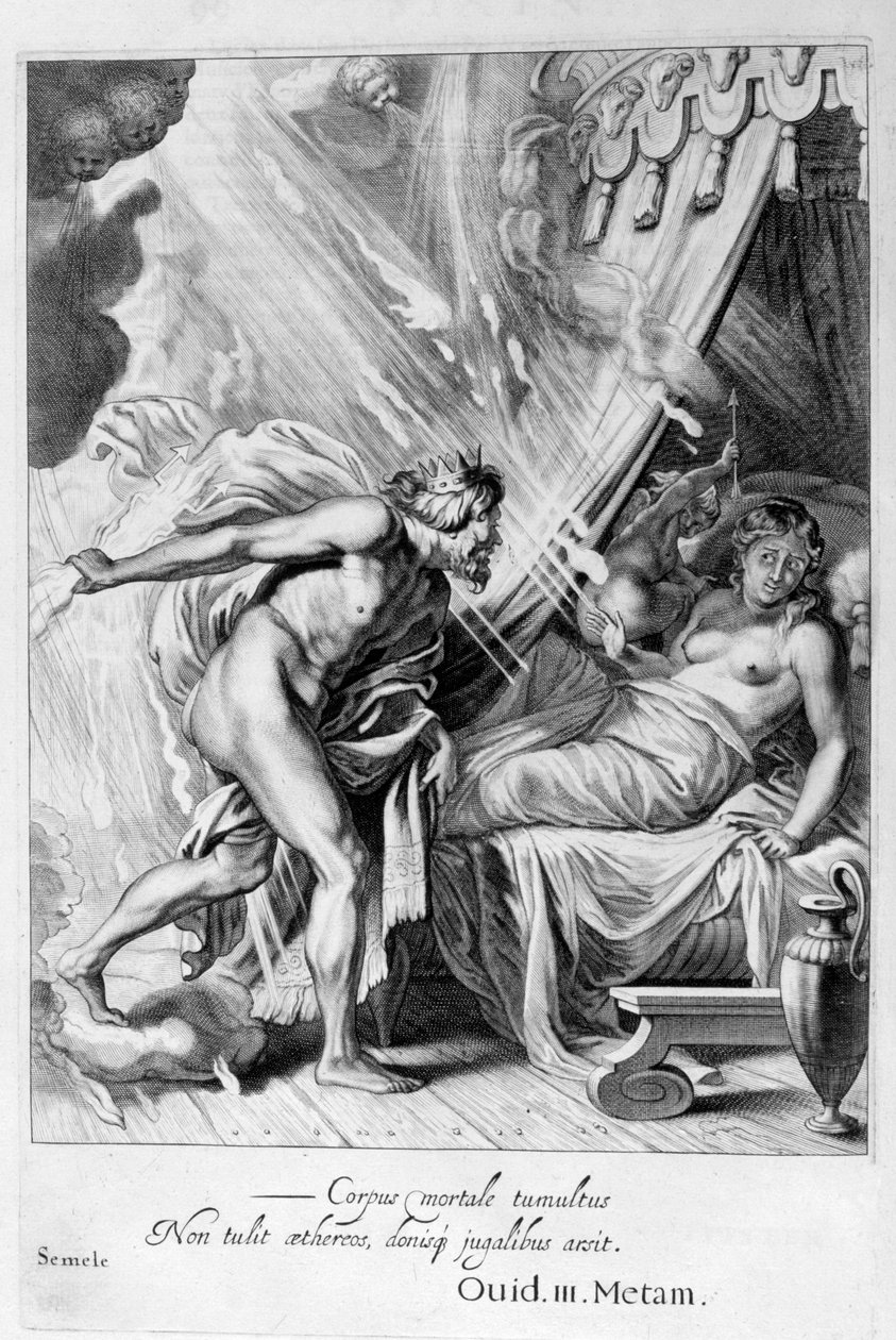 Semele je pohlcen Jupiterovým ohněm, 1655 od Michel de Marolles