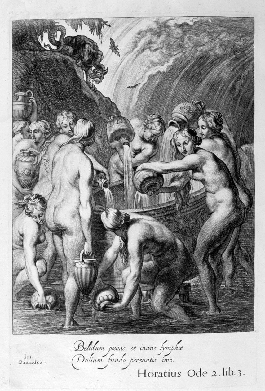 Danaides odsouzen k naplnění vyvrtaných nádob vodou, 1655 od Michel de Marolles