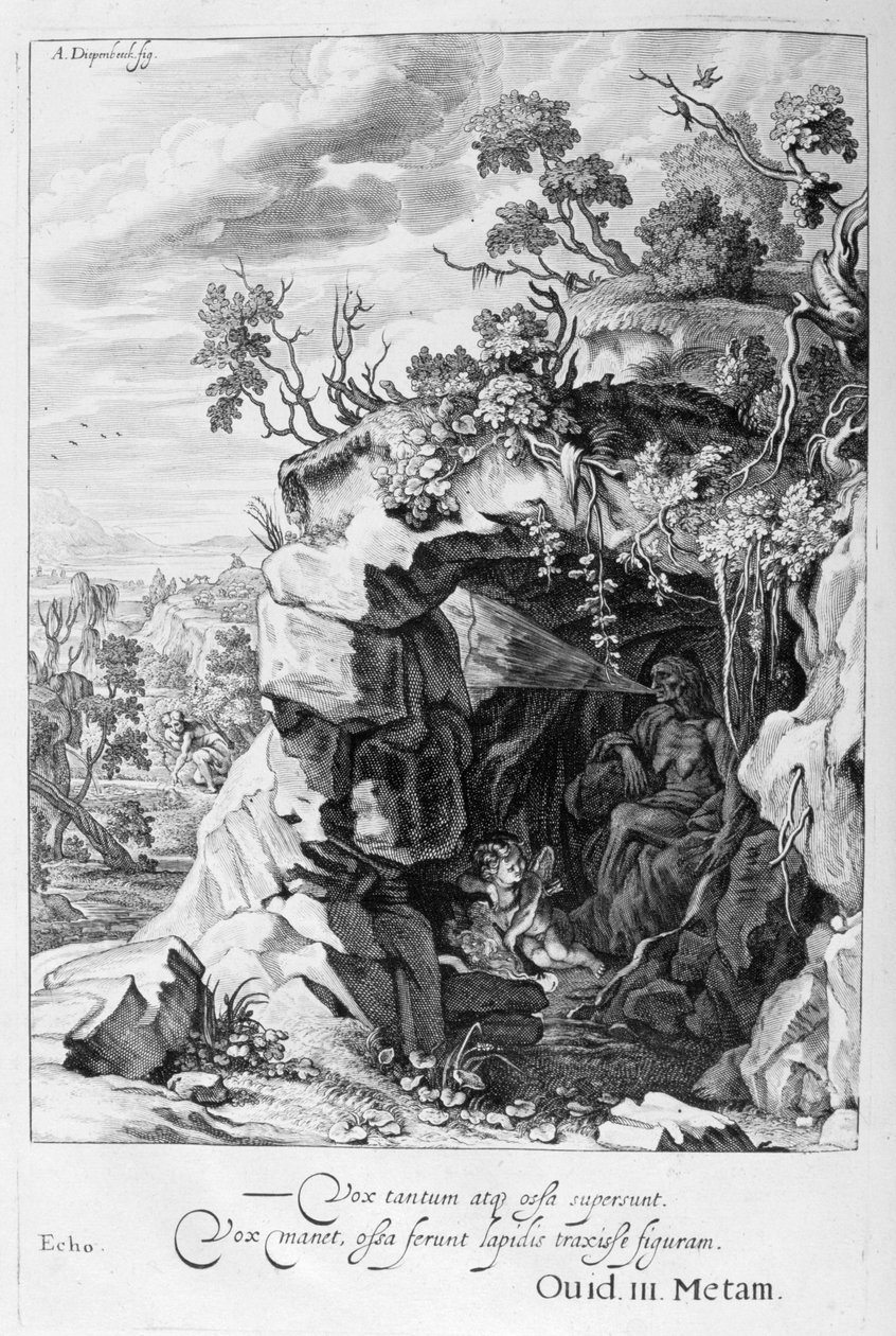 Nymfa Echo se změnila ve zvuk, 1655 od Michel de Marolles
