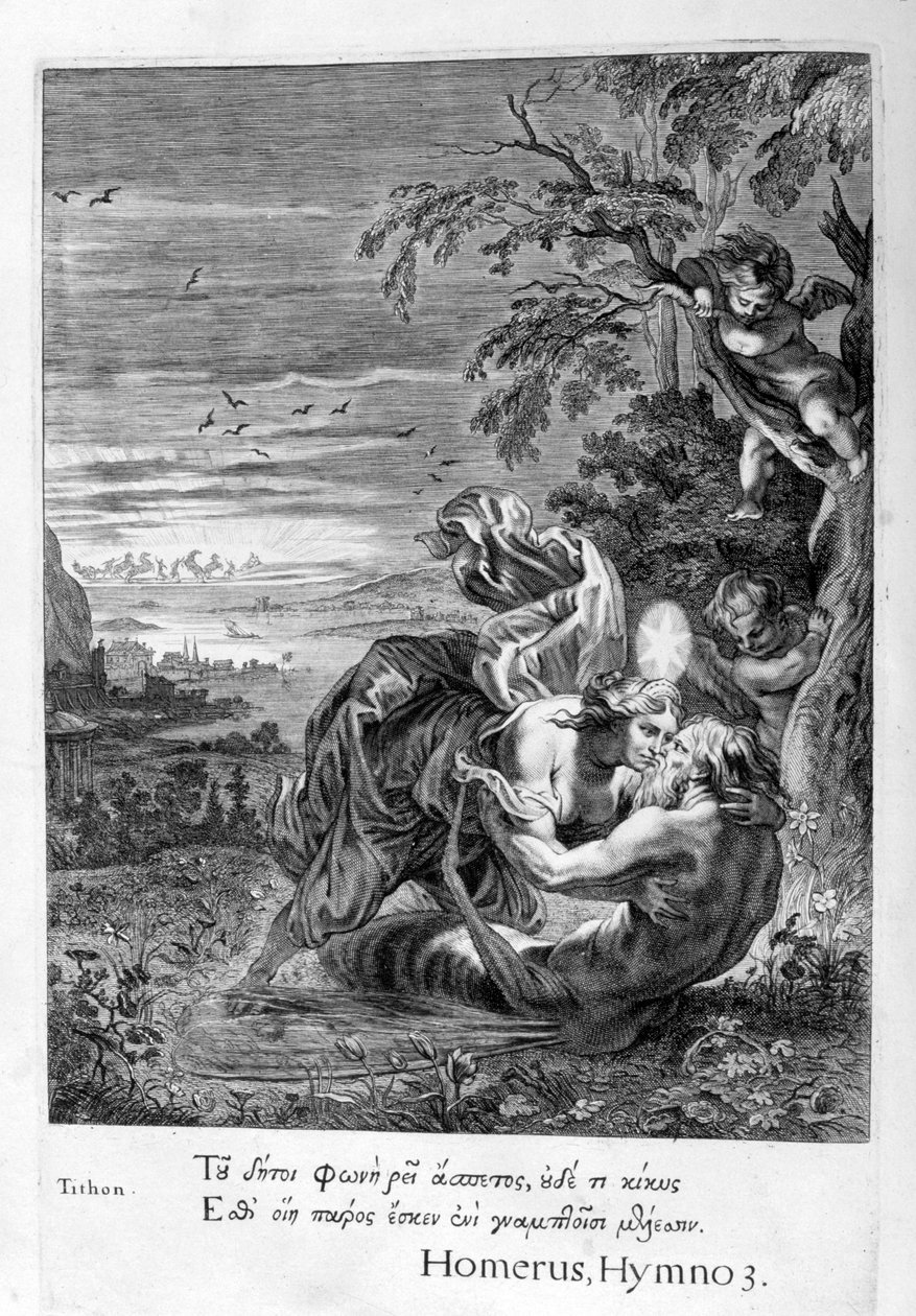 Tithonus, milovník Eoss, se v roce 1655 proměnil v kobylku od Michel de Marolles