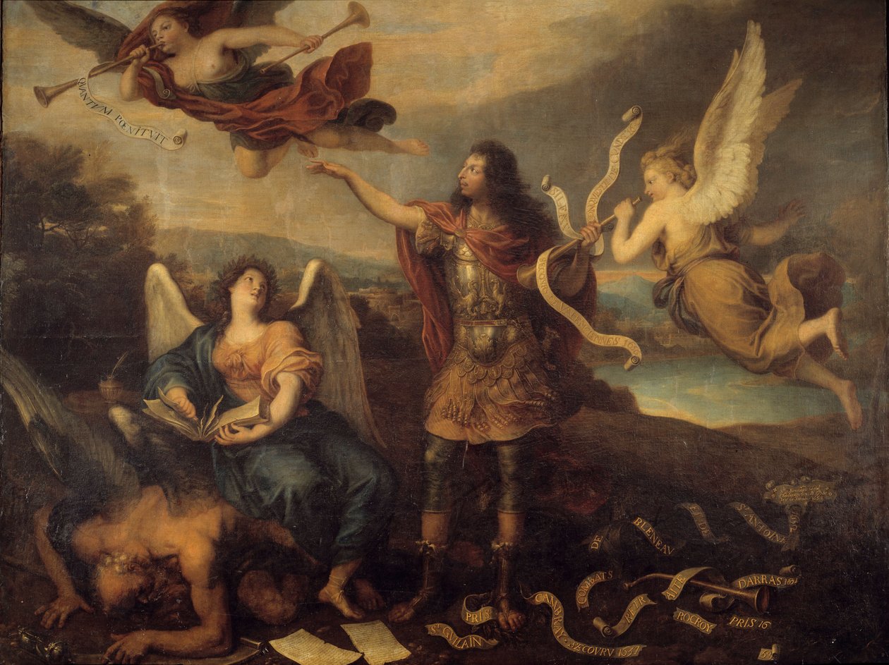 Pokání. Alegorie na prince Ludvíka II. z Bourbon-Conde (Bourbon Conde) známý jako Grand Conde (1621-1686). Obraz Cornelia Mladého (1642-1708) od Michel des Gobelins Corneille
