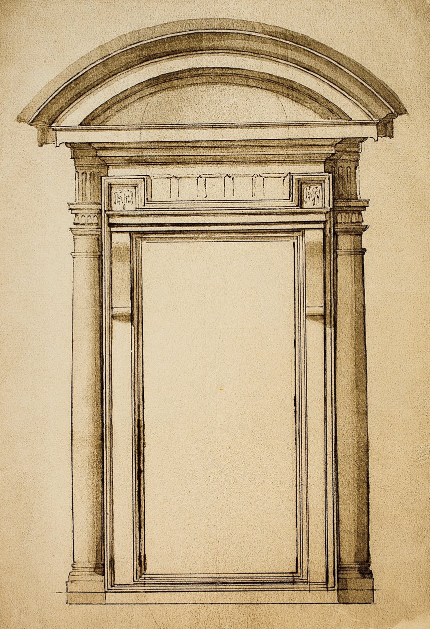 Dveře; kresba Michelangela. Casa Buonarroti, Florencie od Michelangelo Buonarroti