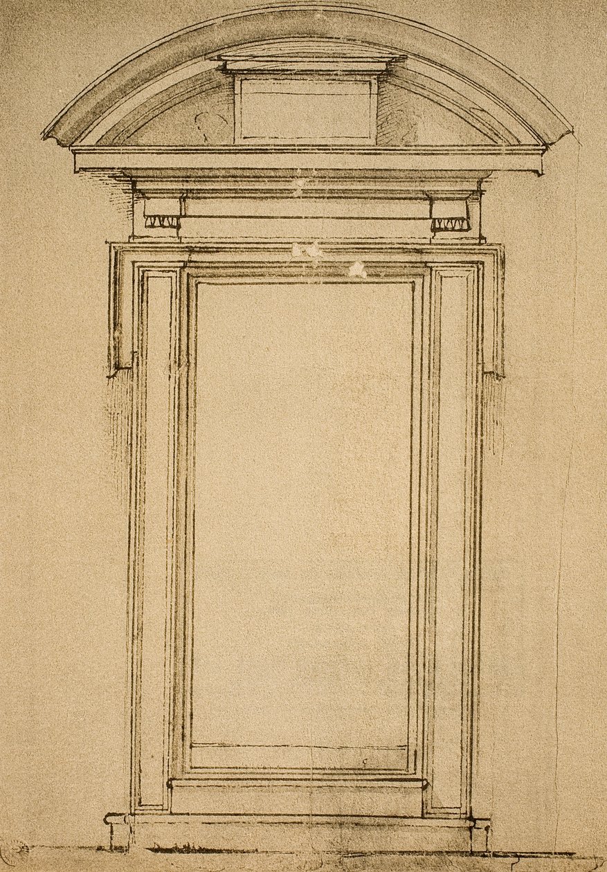 Architektonická studie dveří; kresba Michelangelo. Casa Buonarroti, Florencie od Michelangelo Buonarroti