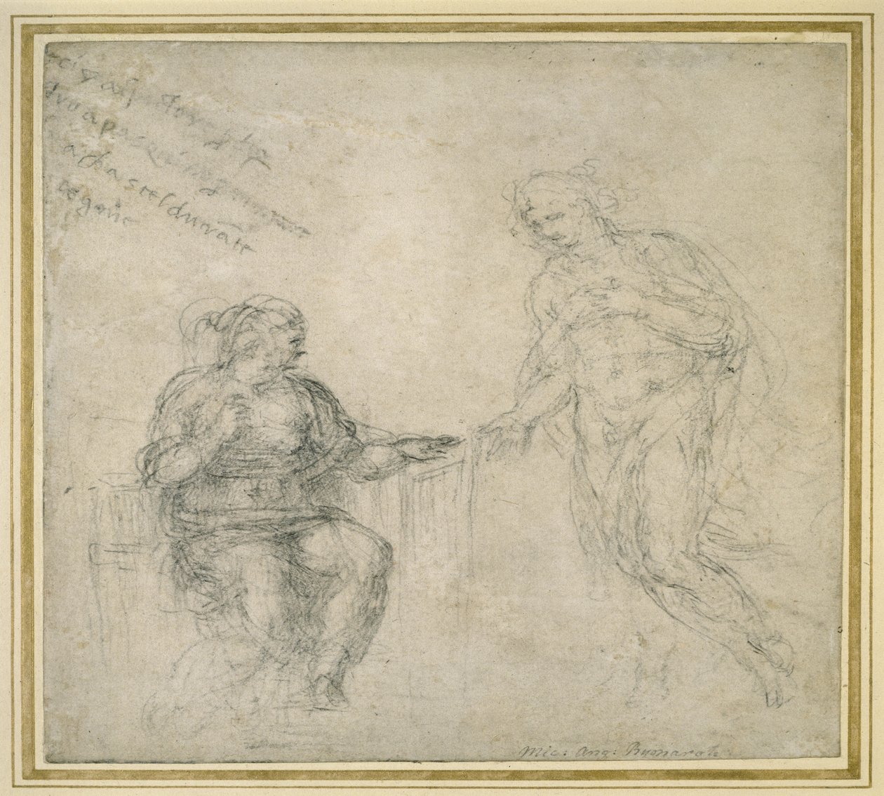 Kristus se loučí se svou Matkou po vzkříšení, kolem roku 1560 (černá křída na papíře) od Michelangelo Buonarroti