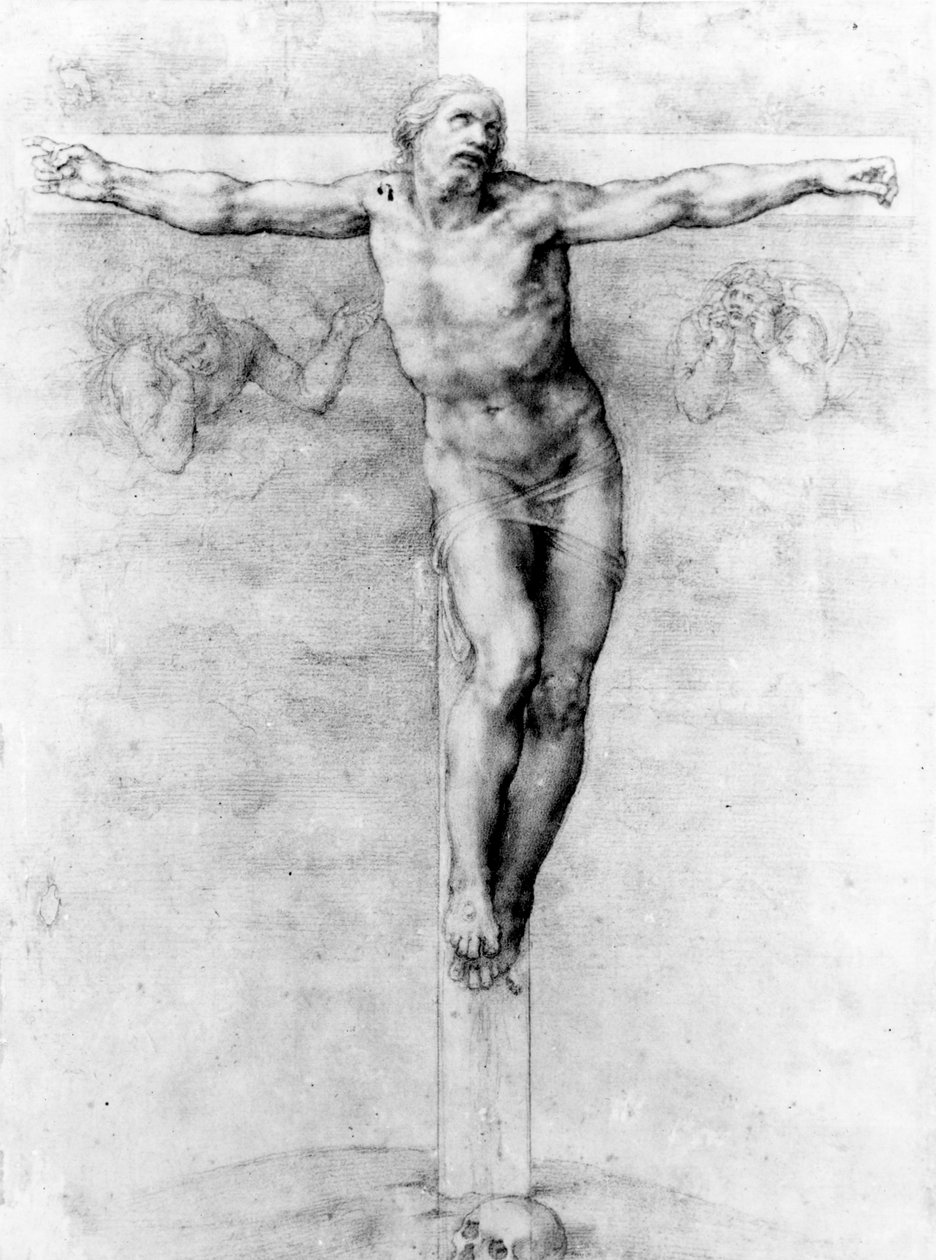 Kristus na kříži (křída na papíře) od Michelangelo Buonarroti