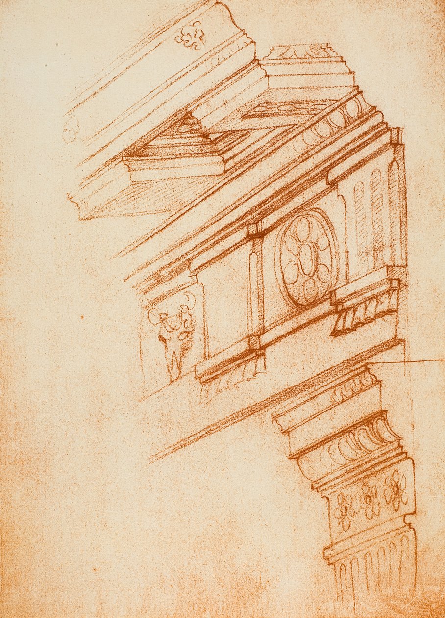 Římsy, kladí a hlavice; kresba Michelangelo. Casa Buonarroti, Florencie od Michelangelo Buonarroti