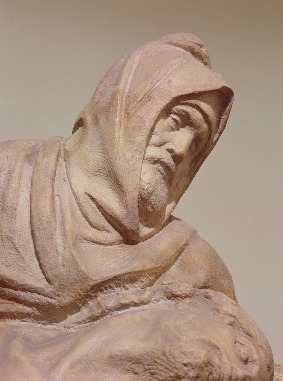 Detail florentské Piety, 1547-53, mramor od Michelangelo Buonarroti