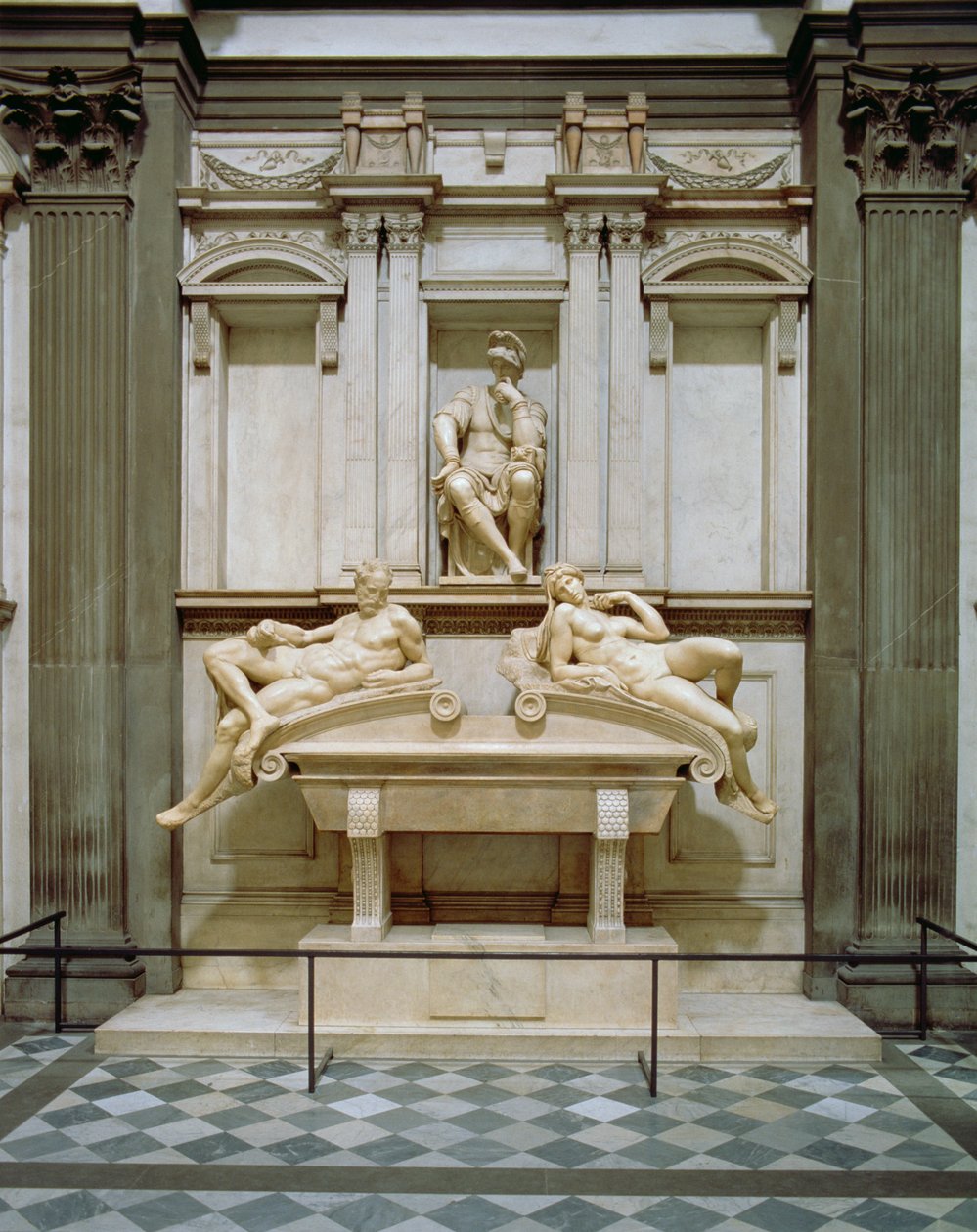 Soumrak a úsvit z hrobky Lorenza de Medici, navržený 1521, vytesaný 1524-34 (mramor) od Michelangelo Buonarroti