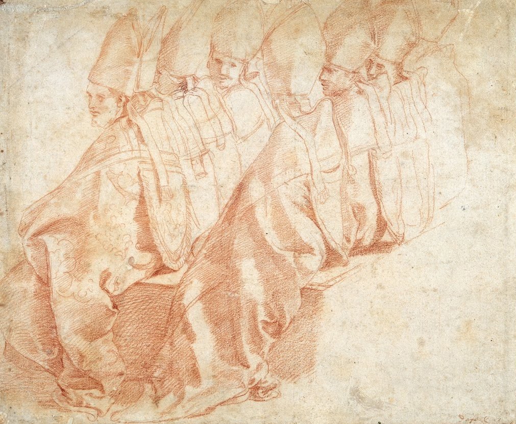 Osm sedících biskupů od Michelangelo Buonarroti