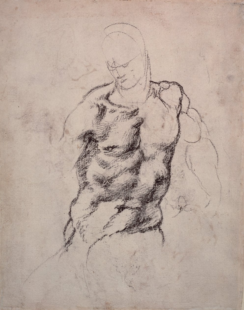 Figurální studie (uhl na papíře) od Michelangelo Buonarroti