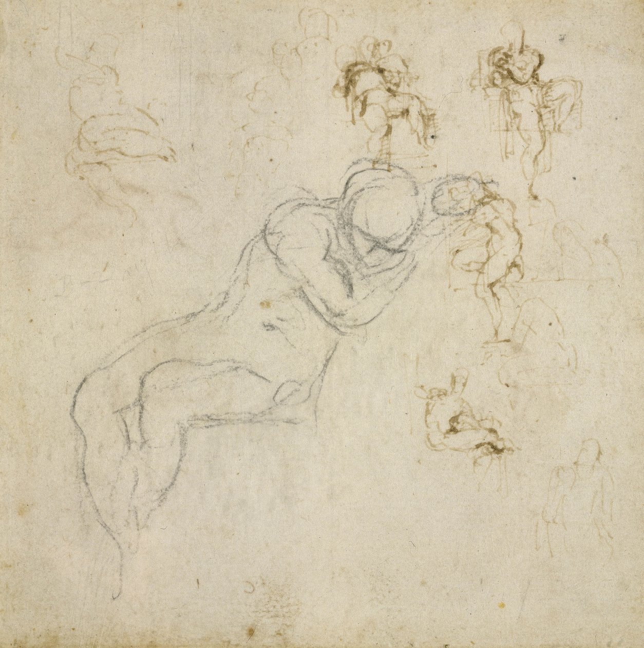 Figure Study, c.1511 (černá křída, pero a inkoust na papíře) od Michelangelo Buonarroti