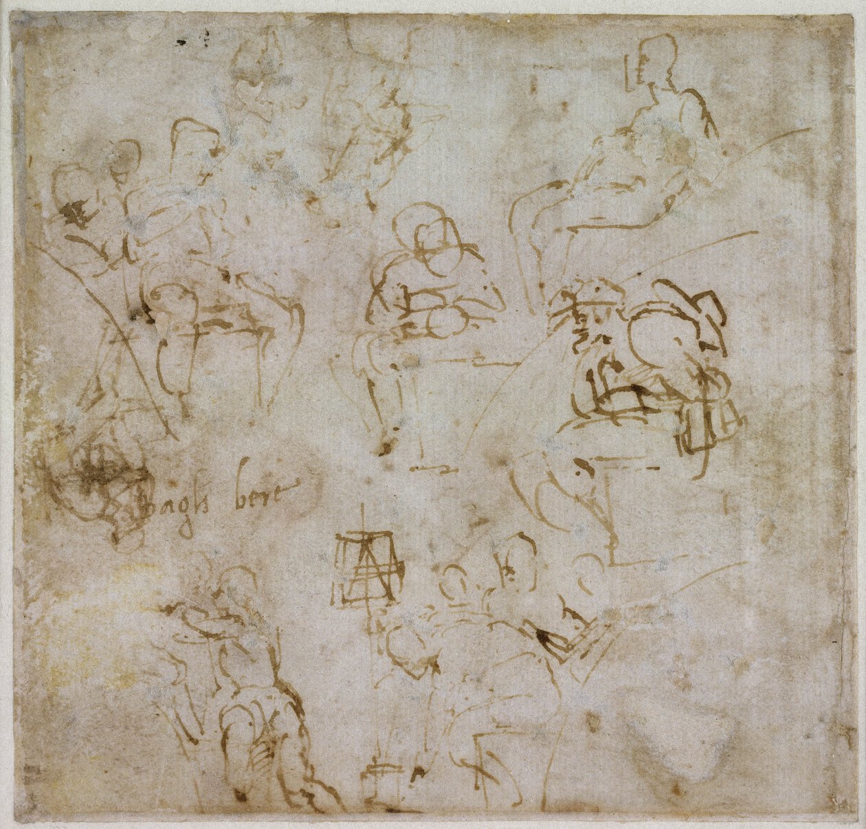 Figurální studie s nápisem, kolem roku 1511 od Michelangelo Buonarroti