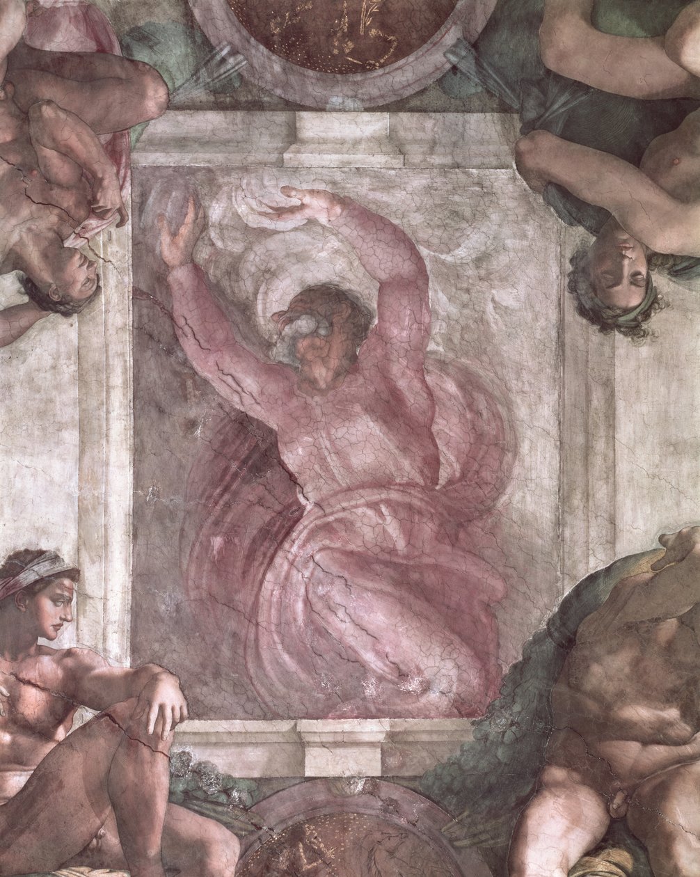 Bůh oddělující světlo od temnoty, ze stropu Sixtinské kaple, 1508-12 (před restaurováním) od Michelangelo Buonarroti