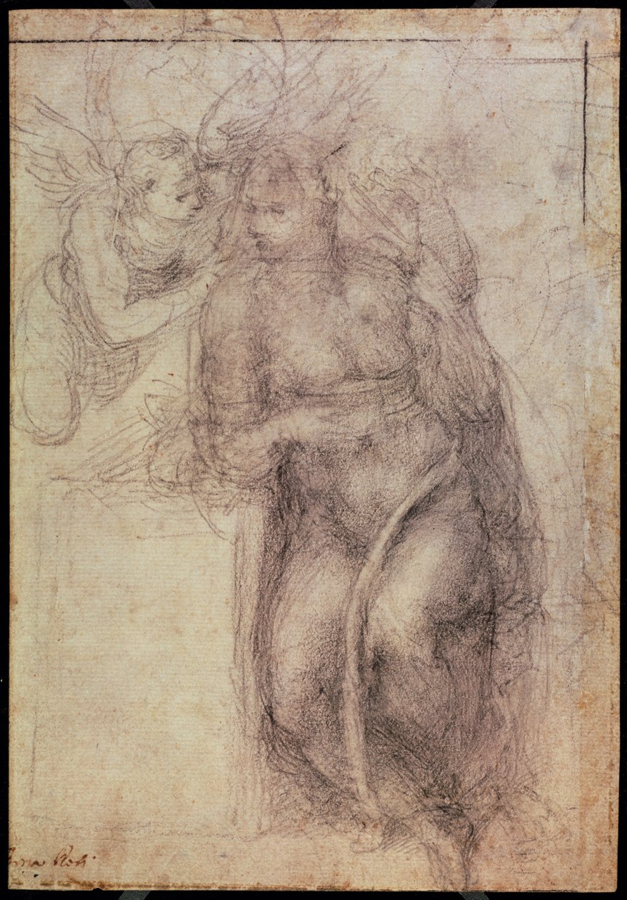 Inv.1895-9-15-516.recto (w.72) Studie ke zvěstování (černá křída na papíře), 1547 od Michelangelo Buonarroti