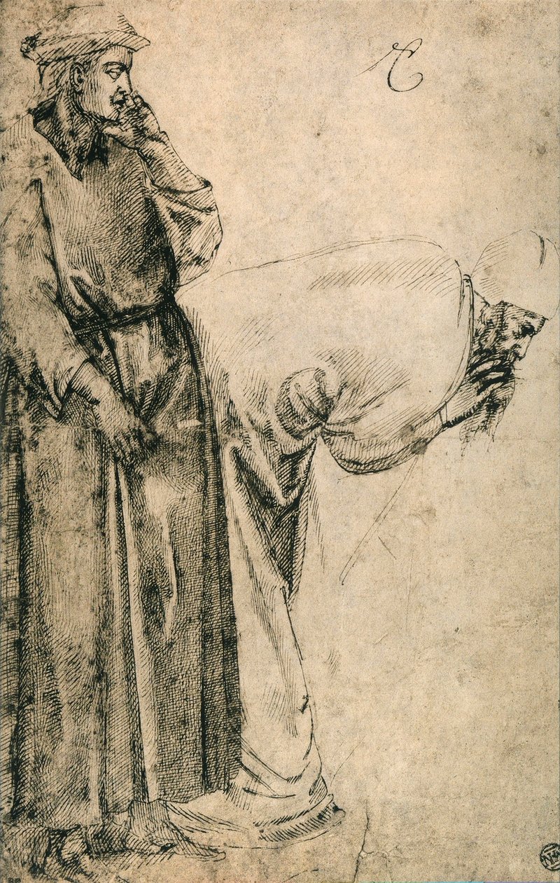 Mužské postavy (kopie od Giotta); kresba Michelangelo. Louvre, Paříž od Michelangelo Buonarroti