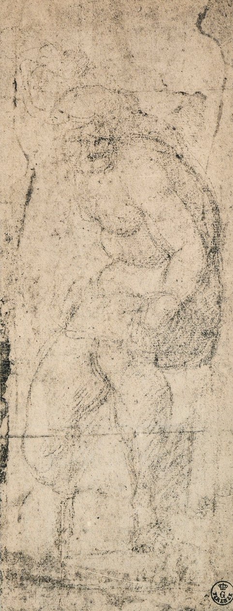 Mužský akt, studie od Michelangela. Gabinetto dei Disegni e delle Stampe, Galerie Uffizi, Florencie od Michelangelo Buonarroti