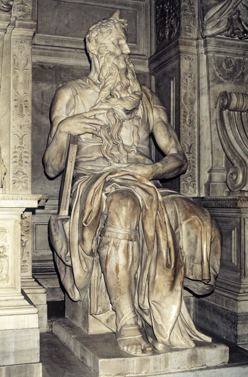 Mojžíš, socha z hrobu papeže Julia II. (1453-1513) 1513-16 (mramor) od Michelangelo Buonarroti
