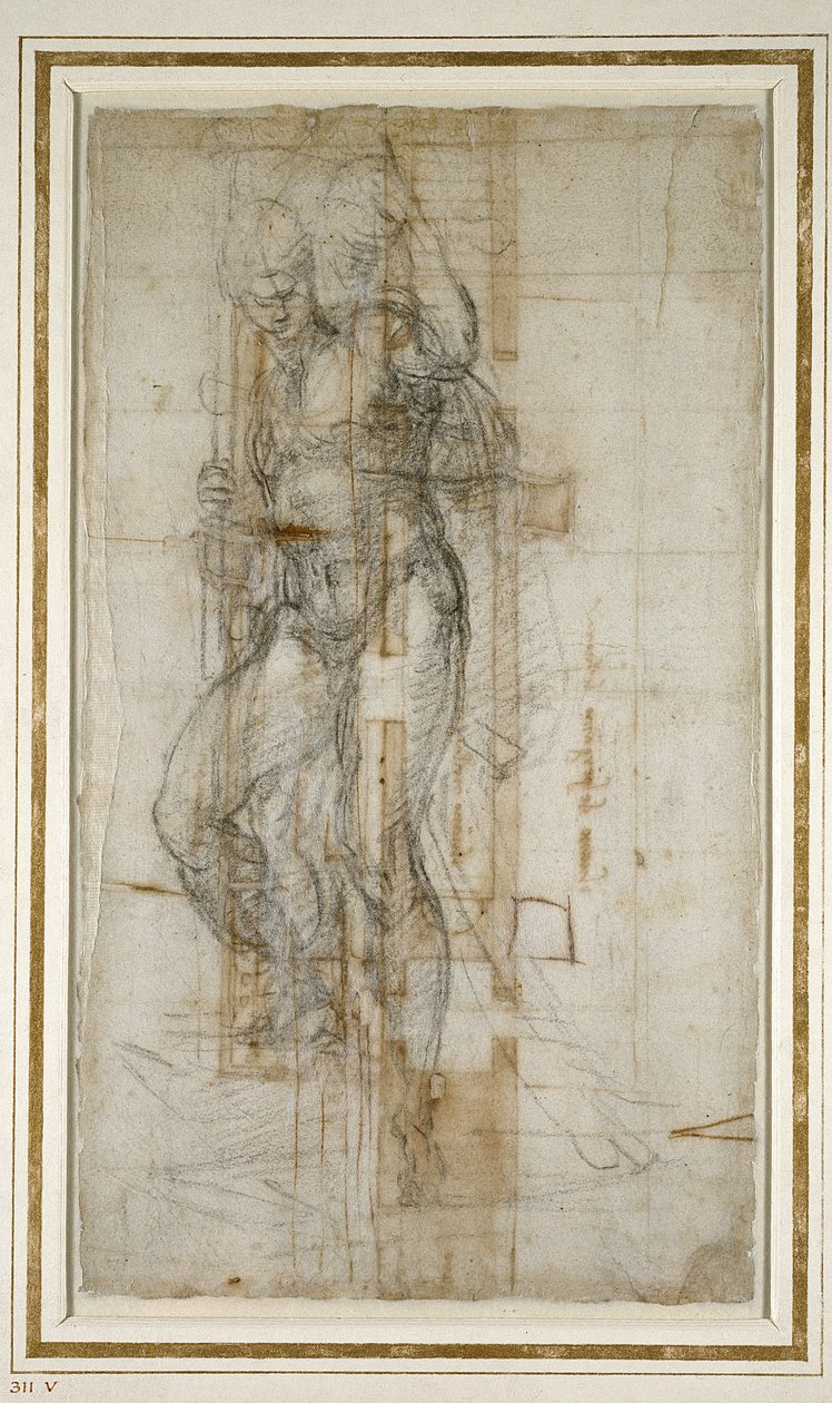 Plán Relic Stage pro San Lorenzo, 1532 (křída na papíře) od Michelangelo Buonarroti