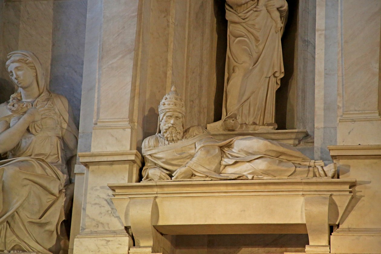 Portrét Julia II. z hrobky Julia II., 1515 (mramor) od Michelangelo Buonarroti