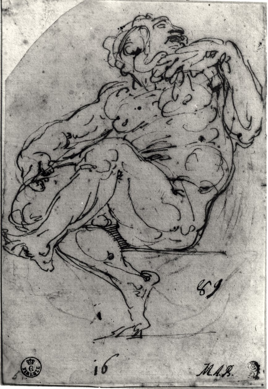 Sedící mužský akt od Michelangelo Buonarroti
