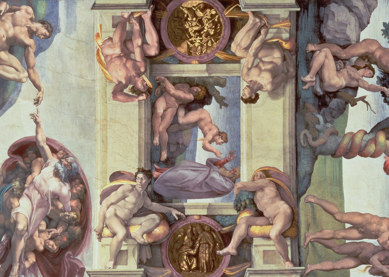 Strop Sixtinské kaple (1508–12): Stvoření Evy, 1510 (po restaurování) od Michelangelo Buonarroti
