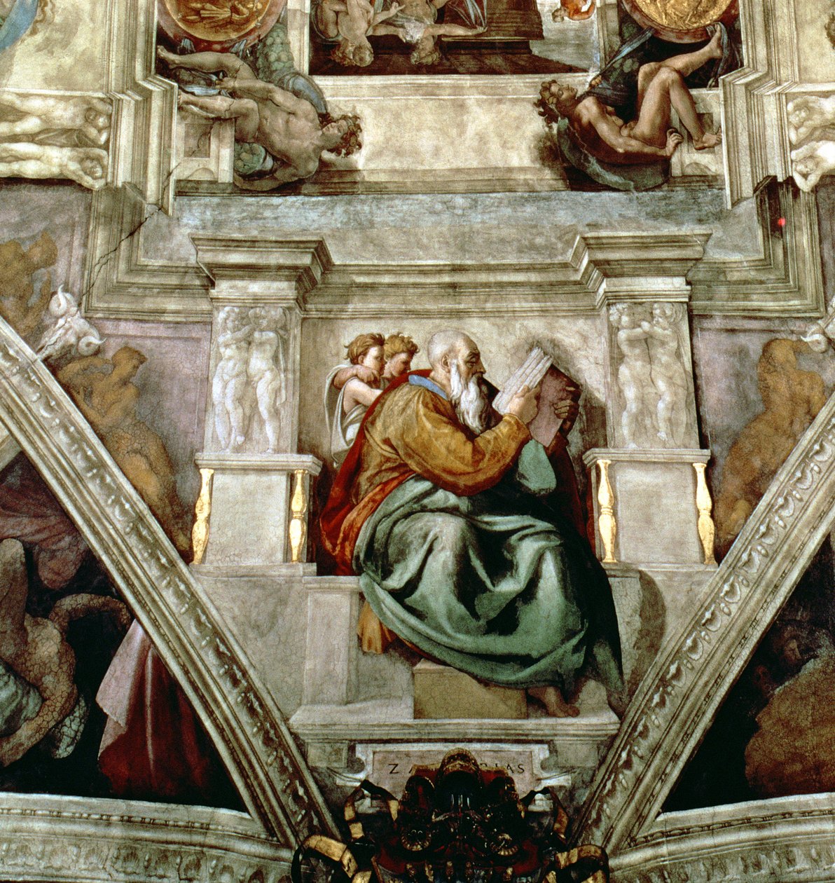 Strop Sixtinské kaple, 1508–12 (detail z roku 177197) od Michelangelo Buonarroti