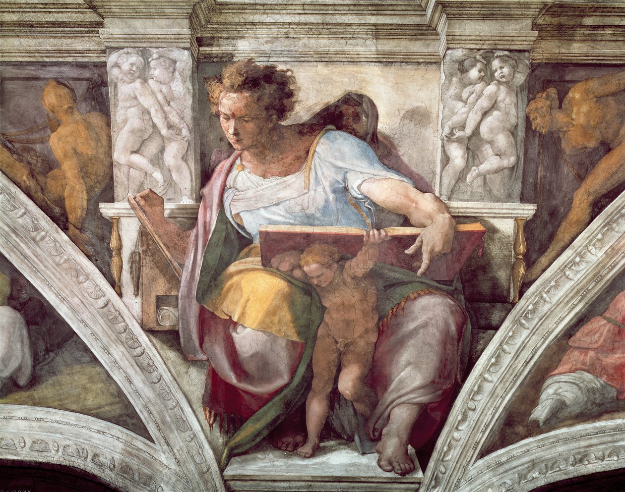 Strop Sixtinské kaple: Prorok Daniel, kolem 1508-10 od Michelangelo Buonarroti