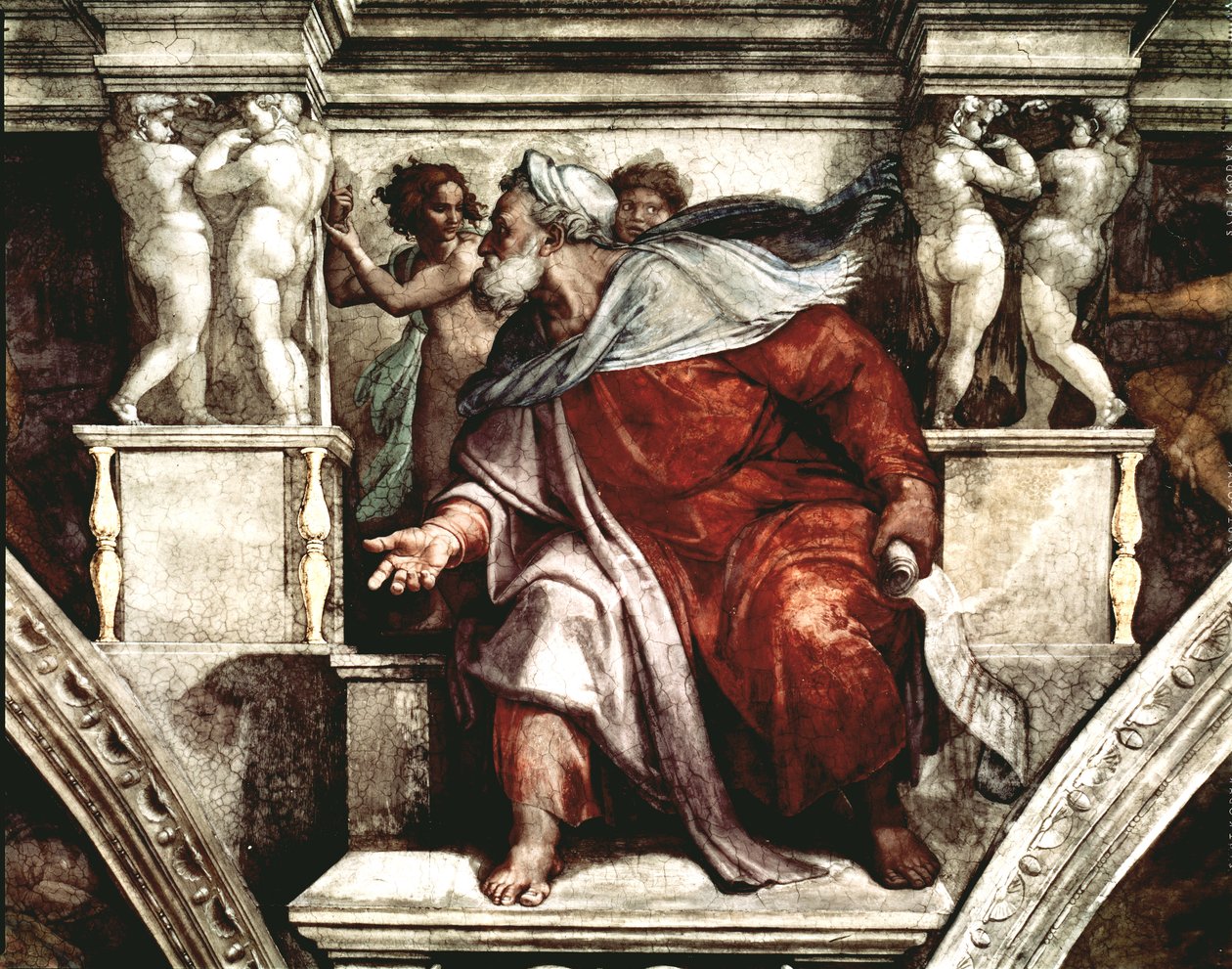 Strop Sixtinské kaple: Prorok Ezekiel, 1510 (viz také 77434) od Michelangelo Buonarroti