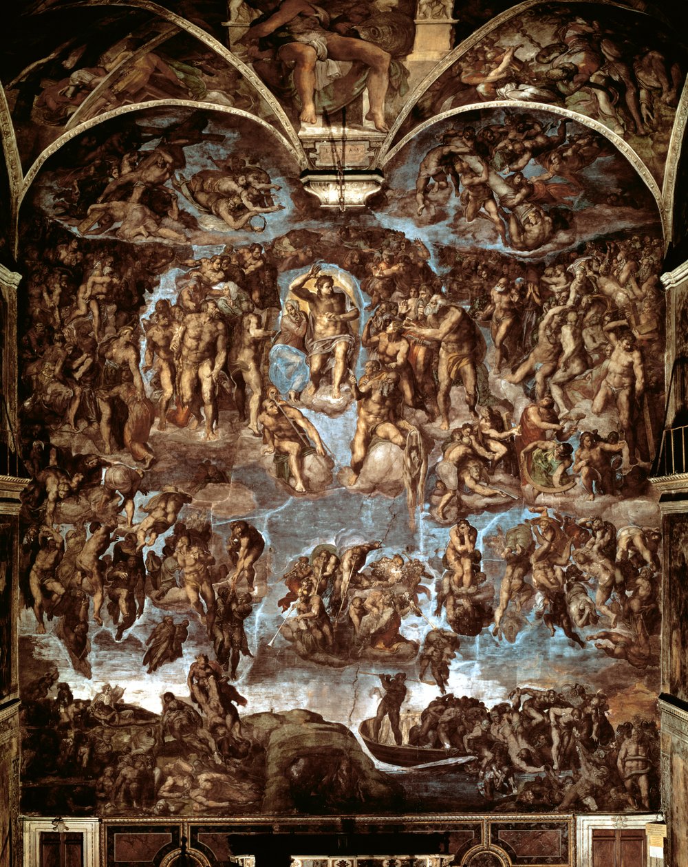 Sixtinská kaple: Poslední soud, 1538-41 (před restaurováním) od Michelangelo Buonarroti