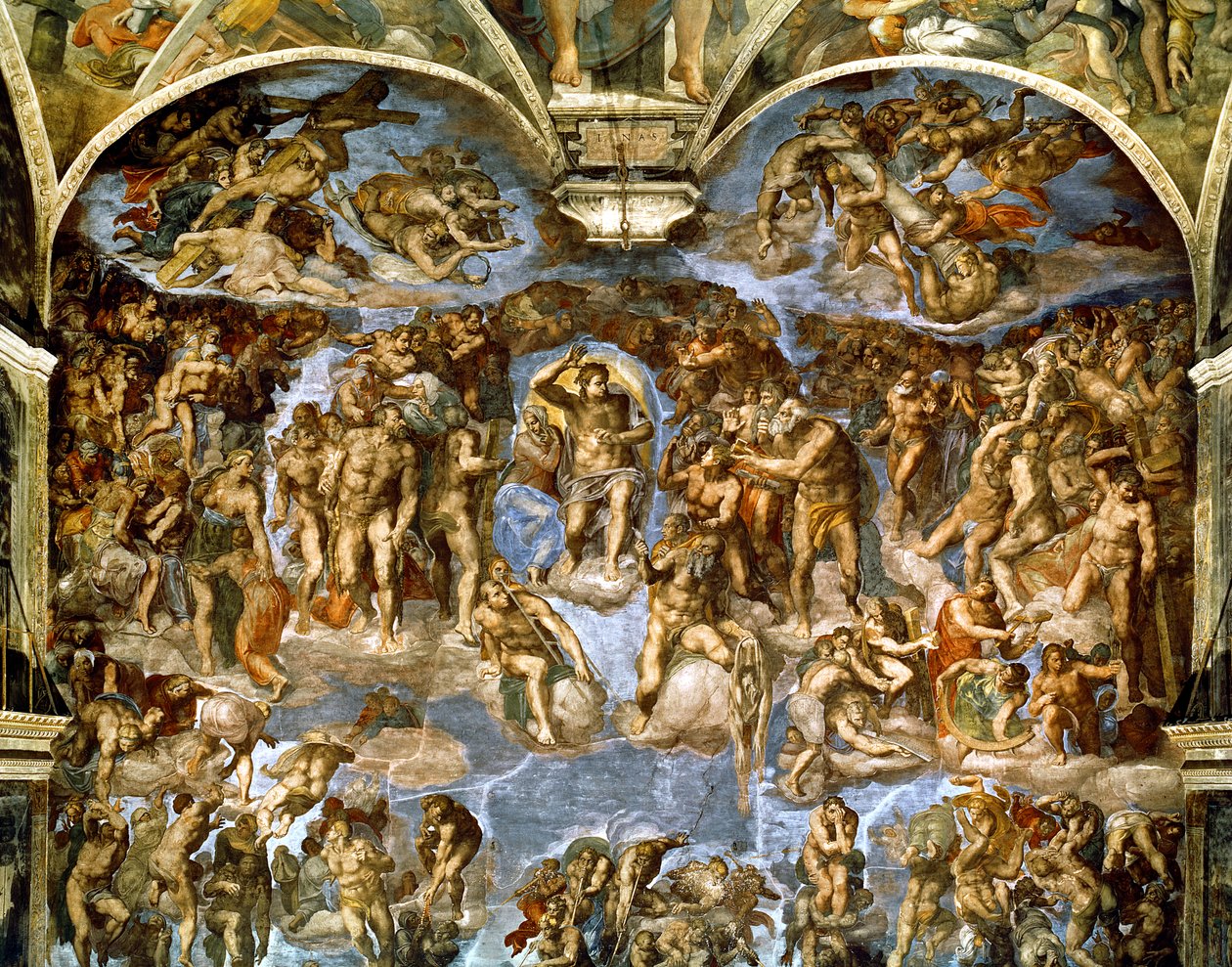 Sixtinská kaple: Poslední soud, 1538-41 (před restaurováním) od Michelangelo Buonarroti