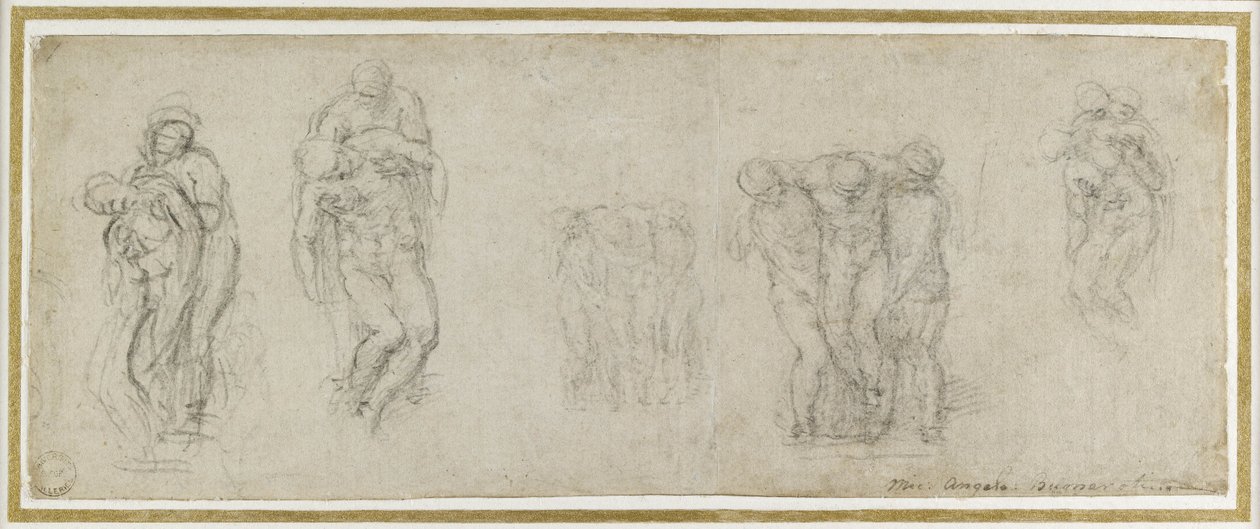 Studie pro Pieta Rondanini, c.1552 (křída na papíře) od Michelangelo Buonarroti