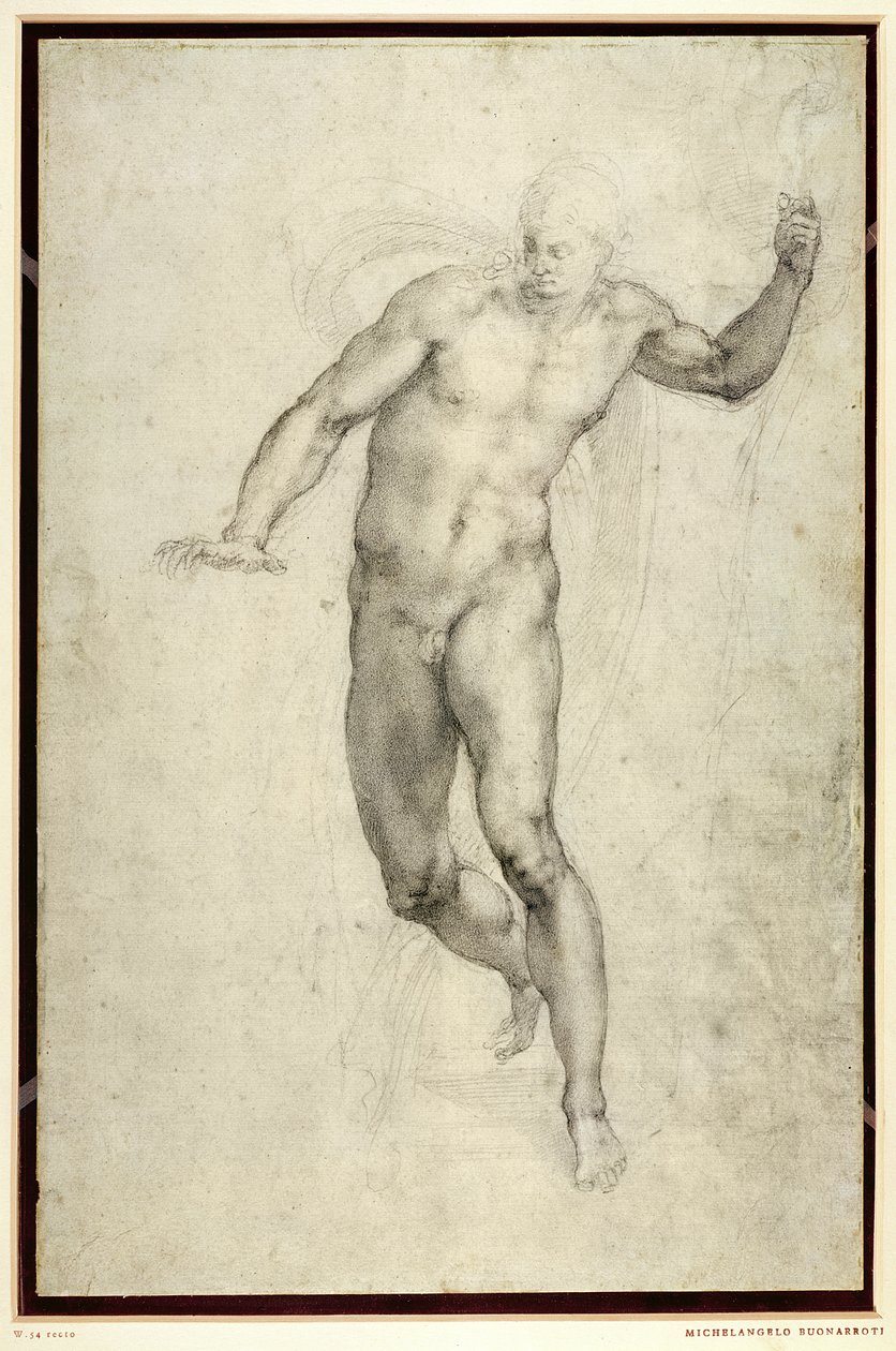 Studie k poslednímu soudu (W.54 recto) od Michelangelo Buonarroti