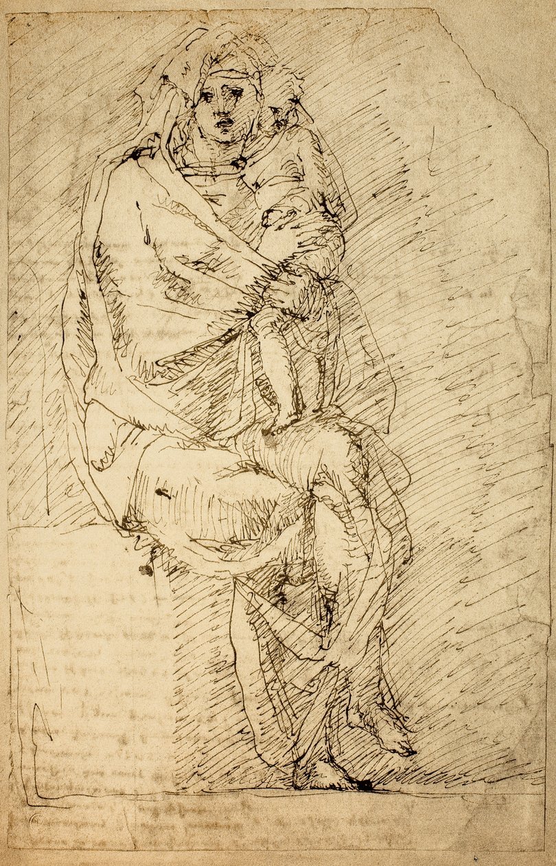 Studie pro Madonu s dítětem; kresba Michelangelo. Casa Buonarroti, Florencie od Michelangelo Buonarroti