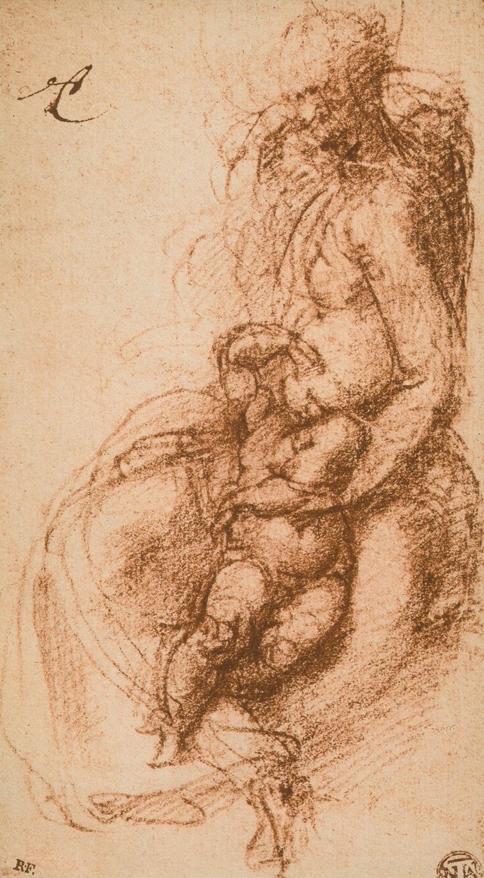 Studie pro Madonu s dítětem; kresba Michelangelo. Louvre, Paříž od Michelangelo Buonarroti