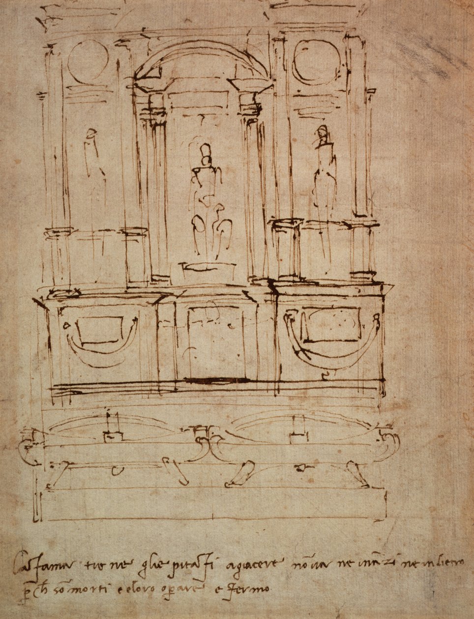 Studie dvojhrobky pro medicejské hrobky v Nové sakristii, 1521 od Michelangelo Buonarroti