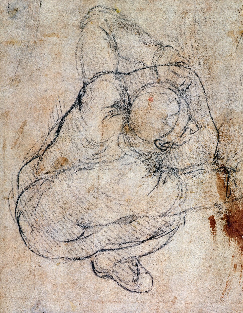 Studie k poslednímu soudu (černá křída na papíře) (recto) (obr. 191772) od Michelangelo Buonarroti