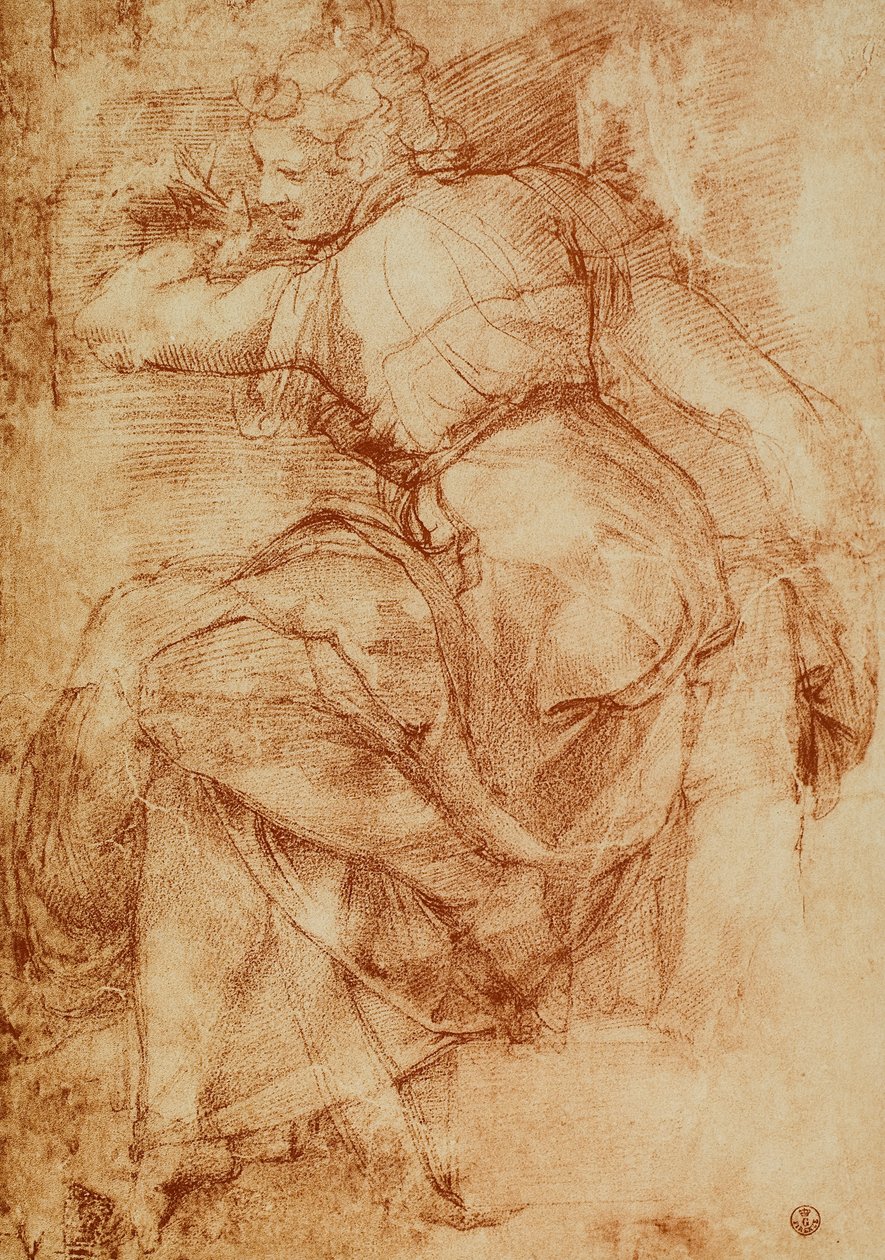 Studie pro libyjskou Sibylu na klenbě Sixtinské kaple, Michelangelo. Kabinet kreseb a tisků, Uffizi, Florencie od Michelangelo Buonarroti