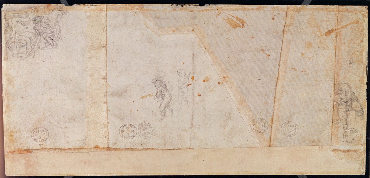 Studie figur (černá křída na papíře) (verze) od Michelangelo Buonarroti
