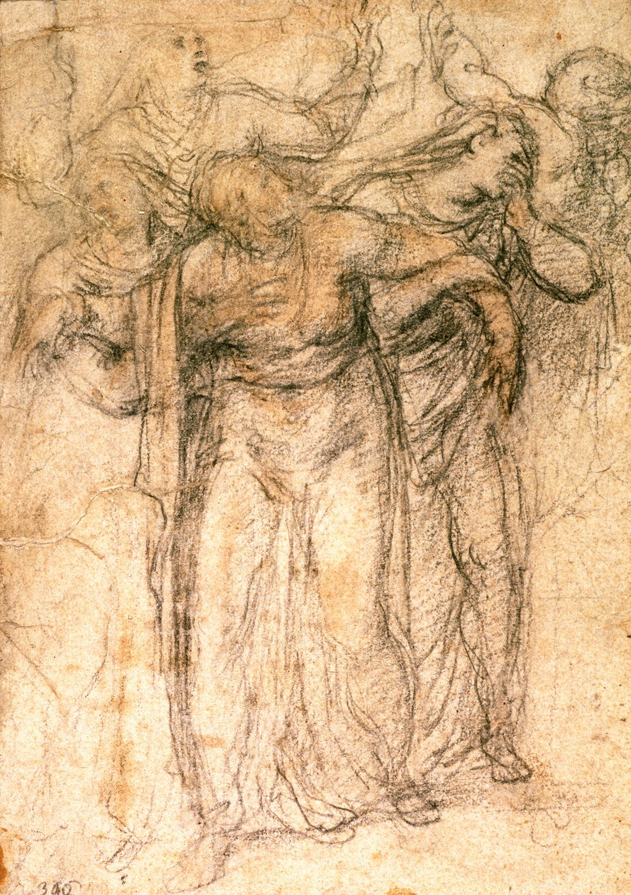 Studie truchlících žen (uhl na papíře) (recto) od Michelangelo Buonarroti