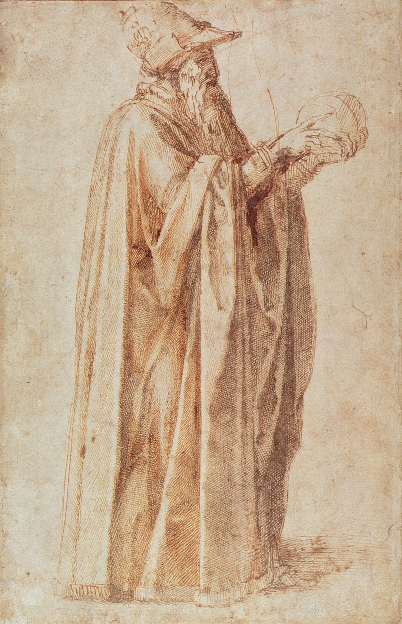 Studie člověka (inkoust na papíře) od Michelangelo Buonarroti