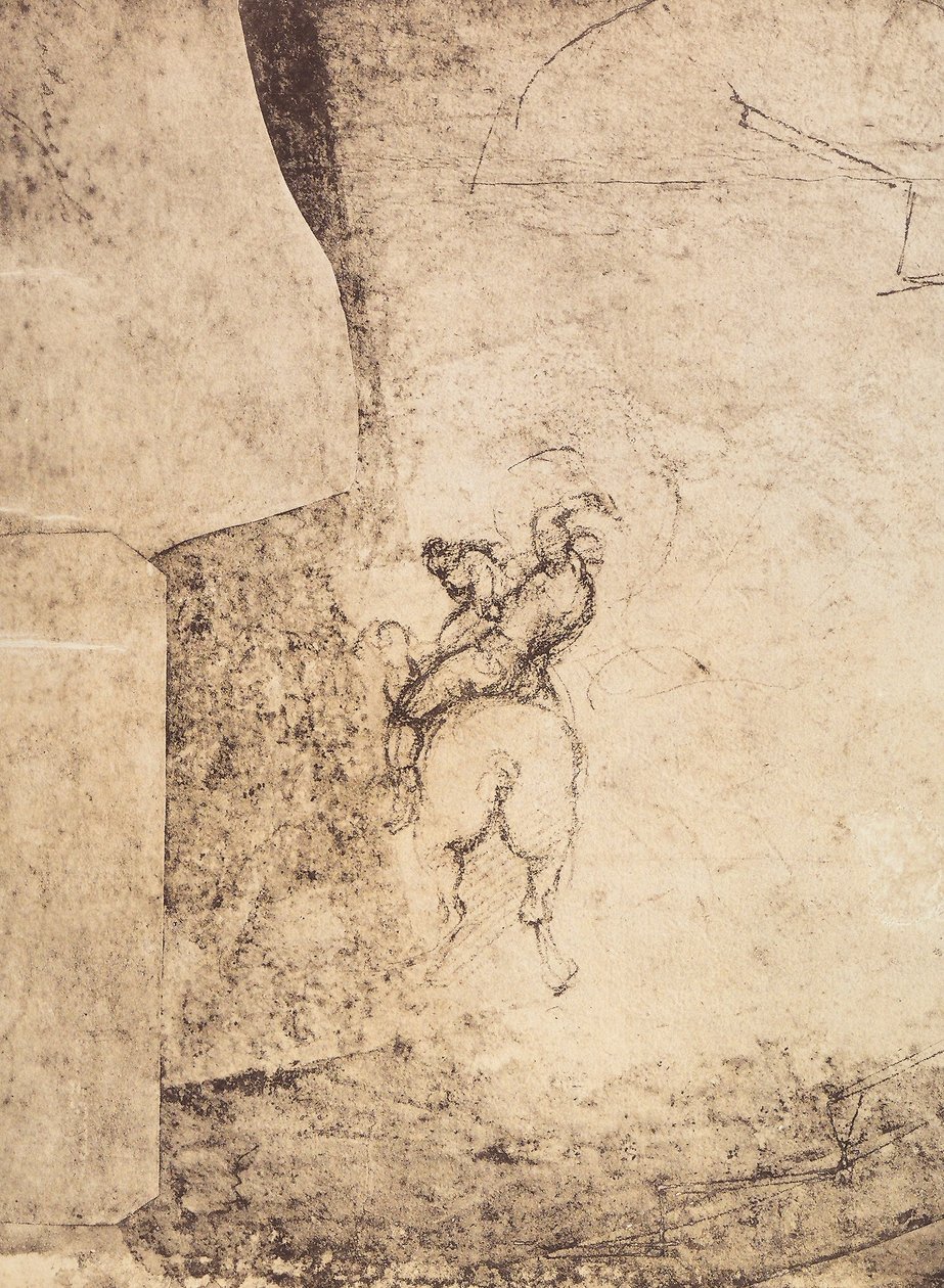 Studie jezdce: kresba Michelangelo, Gabinetto dei Disegni e Stampe, Galerie Uffizi, Florencie od Michelangelo Buonarroti