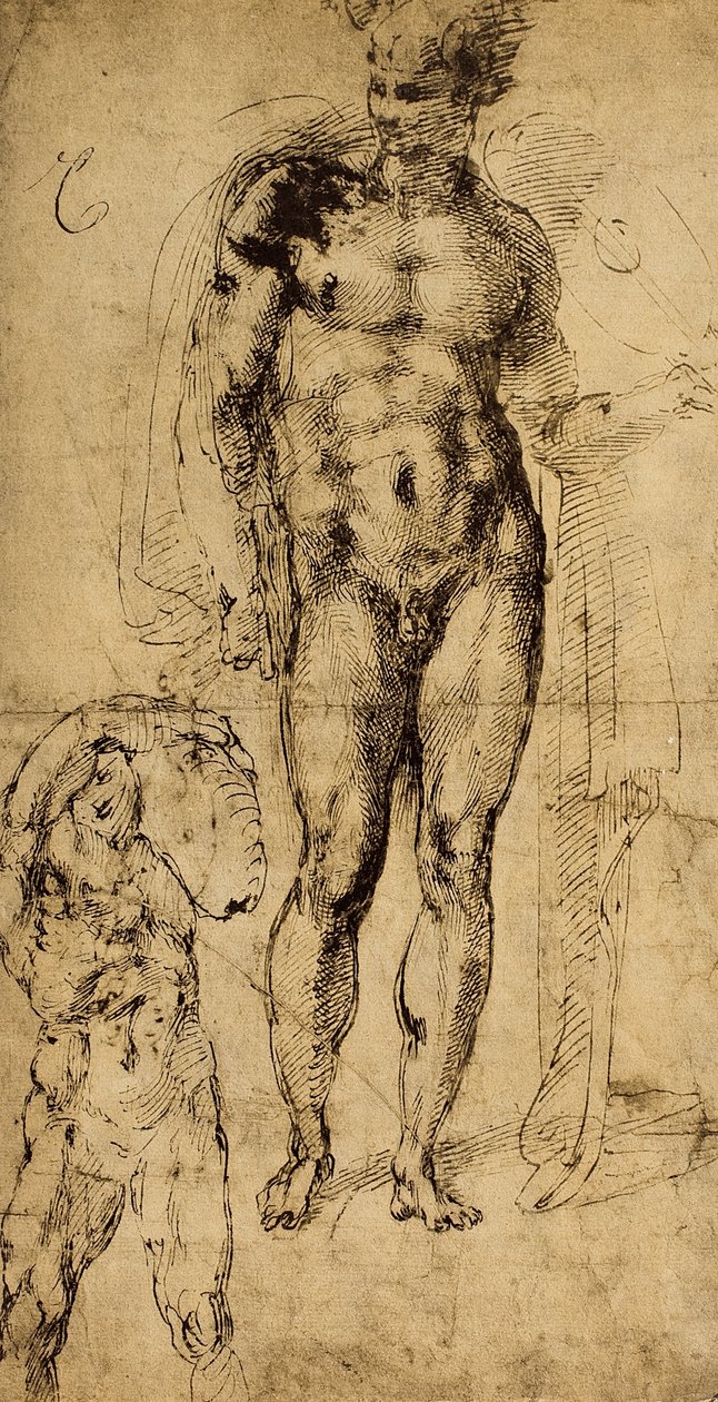 Studium aktů; kresba Michelangelo. Louvre, Paříž od Michelangelo Buonarroti