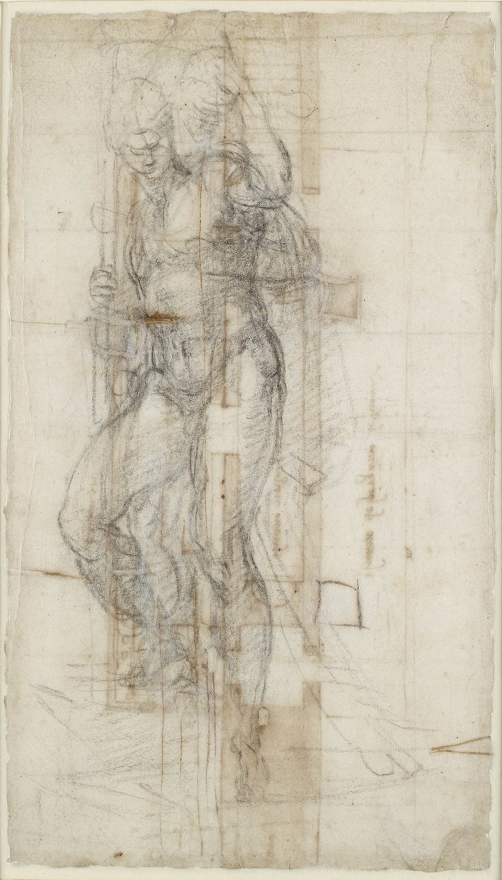 Studie o vzkříšení Krista, kolem roku 1532 (křída na papíře) od Michelangelo Buonarroti