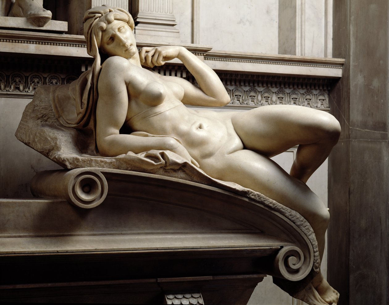 Hrobka Lorenza de Medici 1449-92 detail úsvitu, 1520-24 mramor od Michelangelo Buonarroti