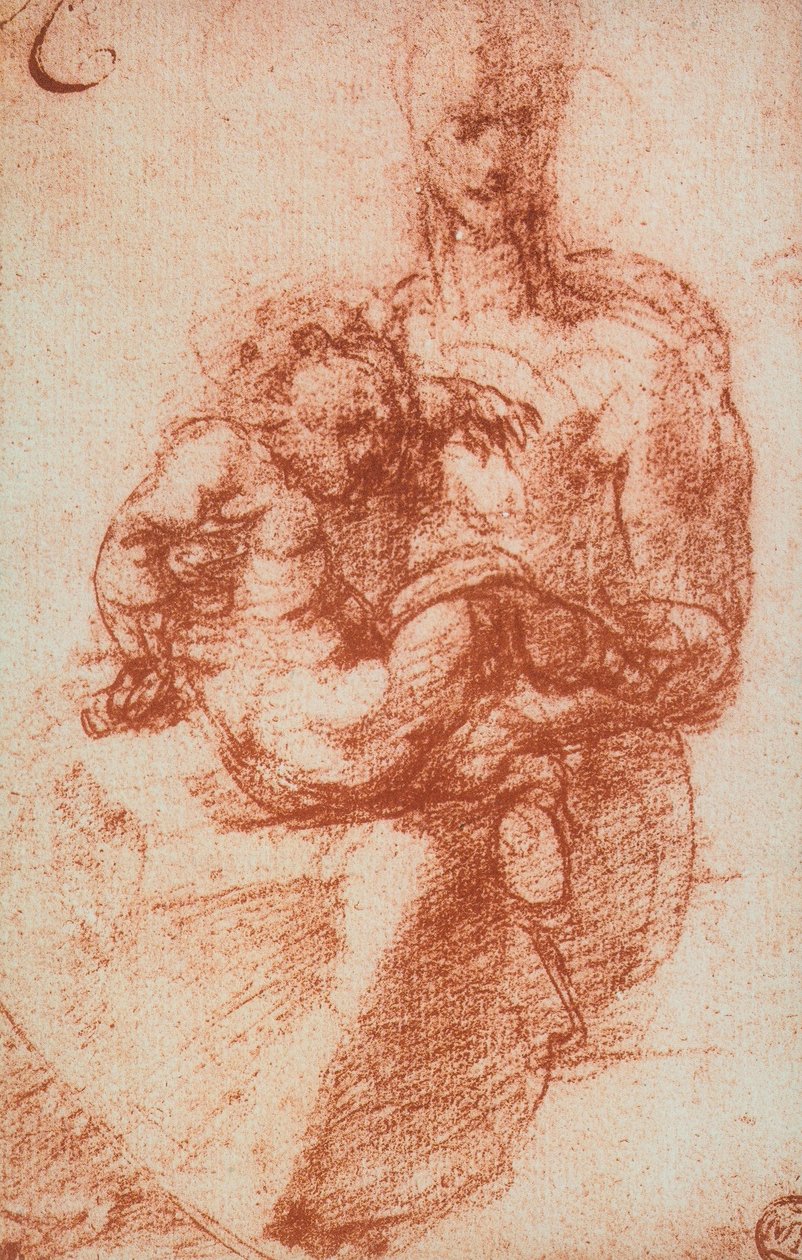 Panna a dítě; kresba Michelangelo. Louvre, Paříž od Michelangelo Buonarroti