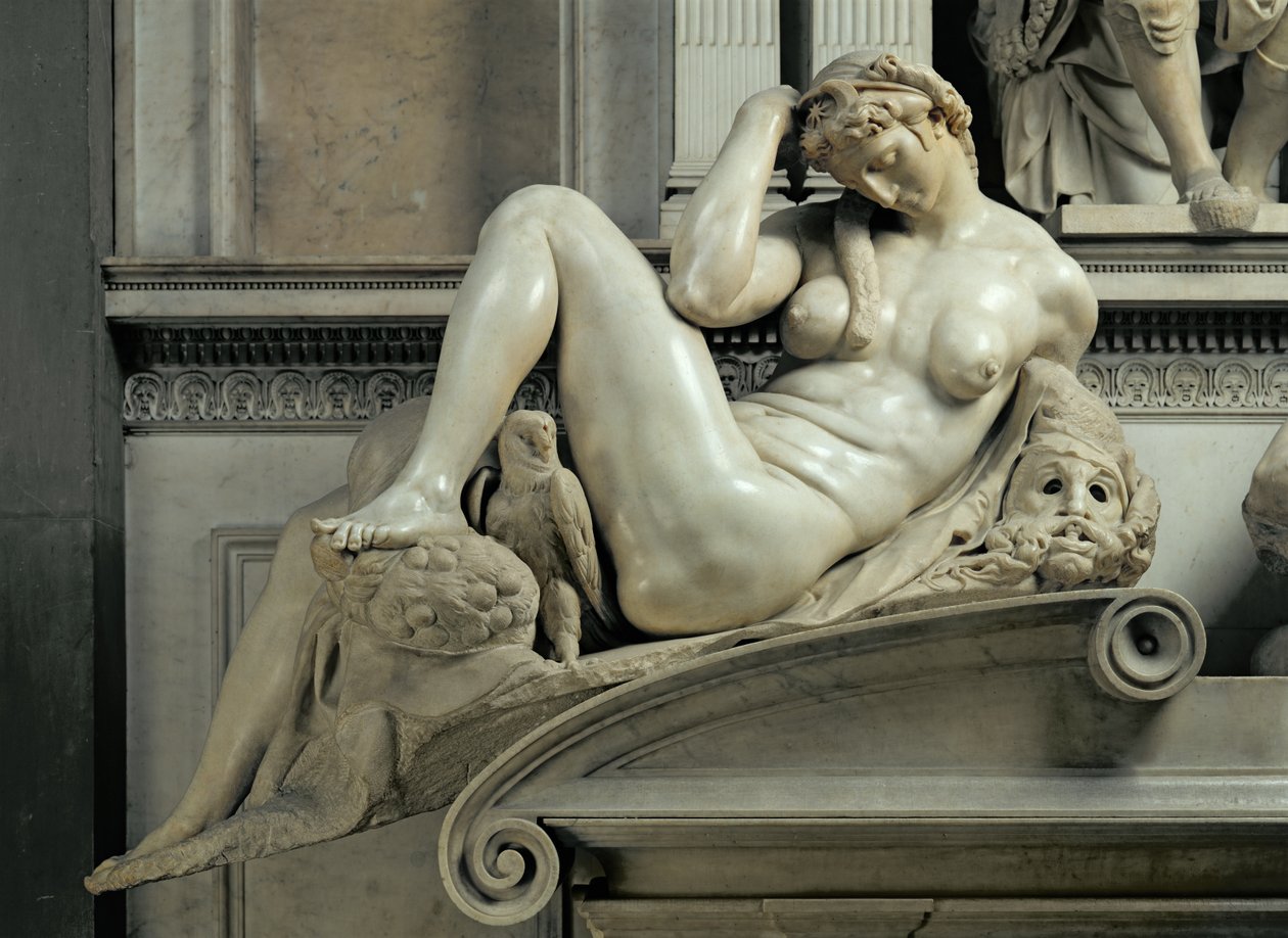 Hrob Giuliano de Medici, detail noci, 1520-33 mramor od Michelangelo Buonarroti