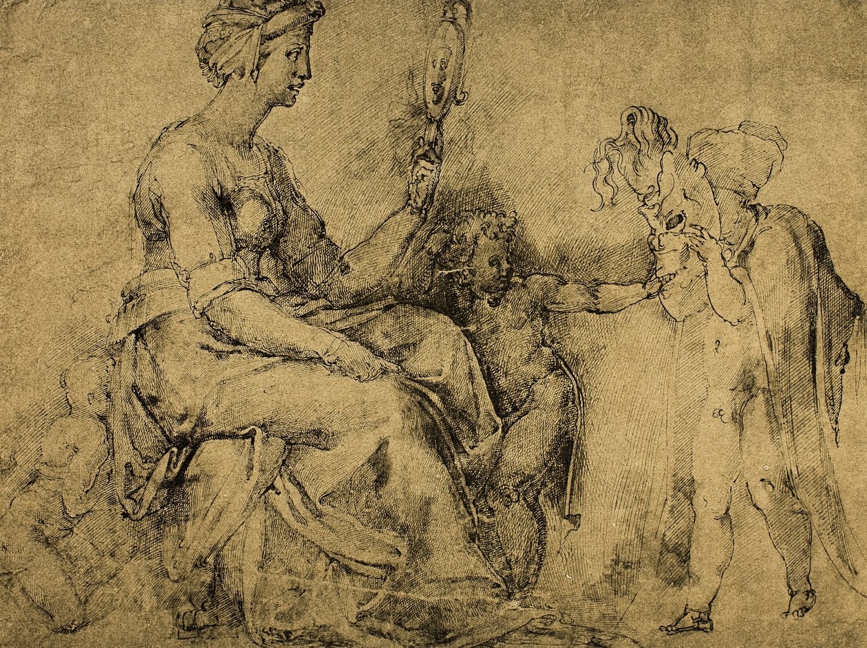 Marnost (?), Kresba Michelangelo. Kabinet kreseb a tisků, Galerie Uffizi, Florencie od Michelangelo Buonarroti