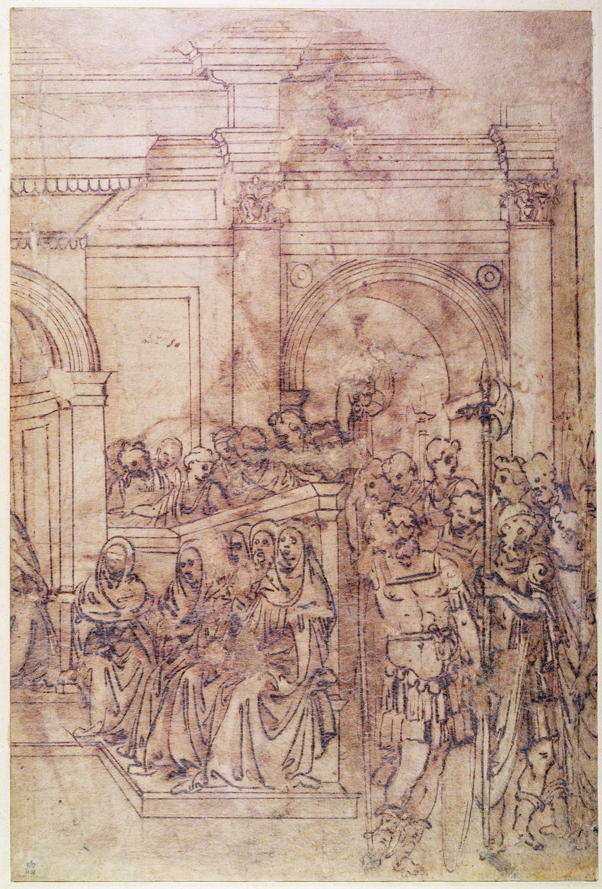 W.29 Náčrt davu pro klasickou scénu od Michelangelo Buonarroti