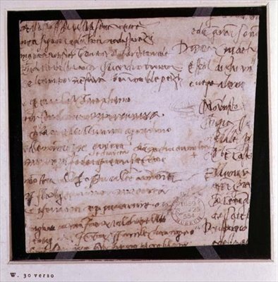 W.30v Fragment stránky psaných poznámek (inkoust na papíře) od Michelangelo Buonarroti