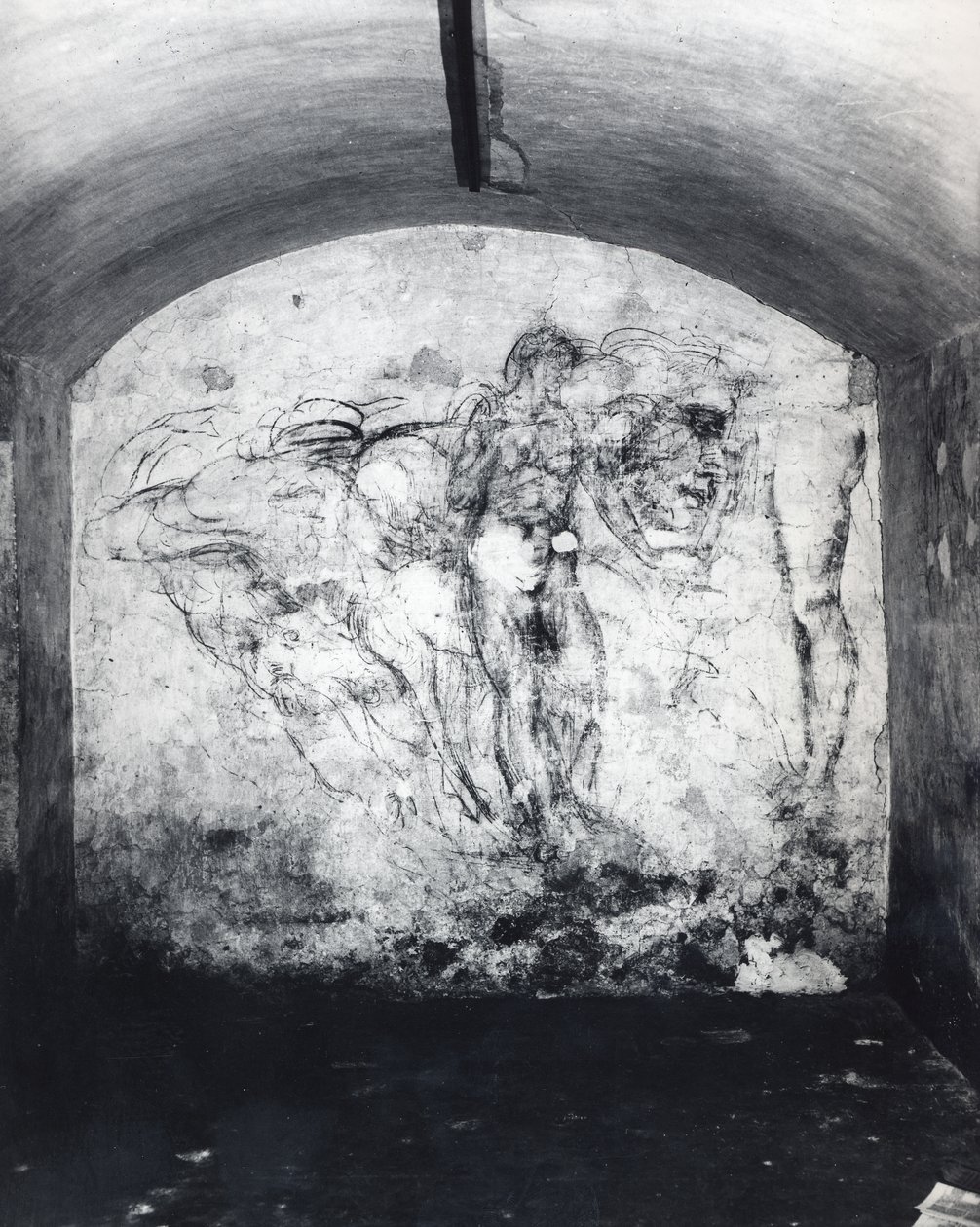 Nástěnná kresba figurek, cca 1530 (uhlem na omítce) od Michelangelo Buonarroti